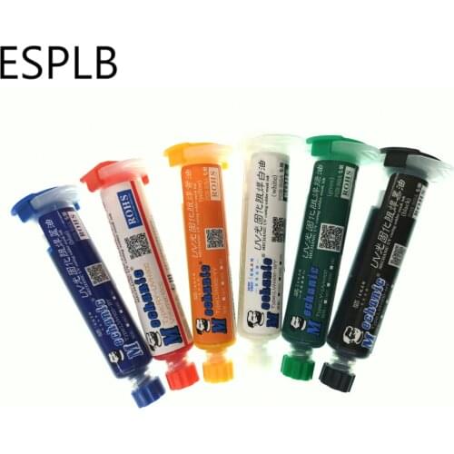 Mechanic 6 Color 10ml UV Curing Solder Mask Paste Ink for PCB BGA Circuit Board Insulating Protect Soldering Paste Flux Oil