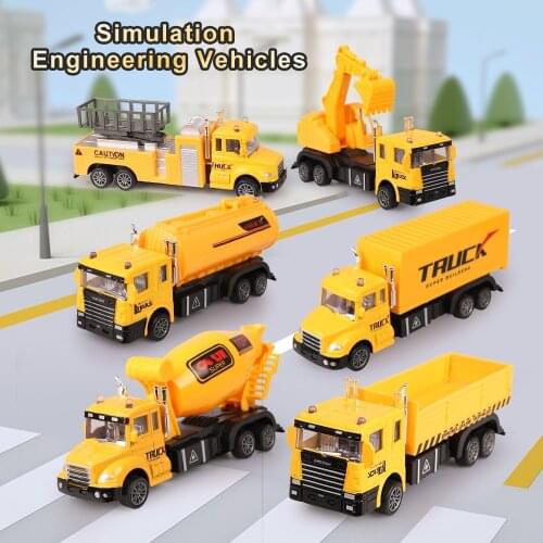 6 in 1 Miniature Engineering Cars Alloy Model Car Set Diecast Truck 1/18 Toys for Boys Metal Simulation Vehicle Kids Gifts