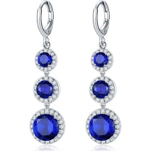 Fashion Drop Earrings For Women Cubic Zirconia Charm Dangle Round Earrings Jewelry Pendientes Mujer Boucle Oreille Femme