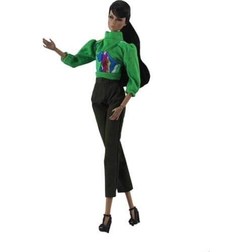 Fashion Green Office Dress Outfit Suit Sets for Barbie BJD FR SD Doll Clothes Role Play Accessories Toys for Girl