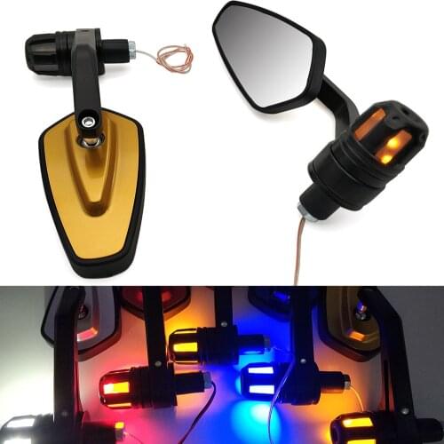 Motorcycle 22mm Rearview Handle mirror With LED Turn signal Side Light For BMW S1000R Ducati HYPERMOTARD 821 939 1100 796 SP