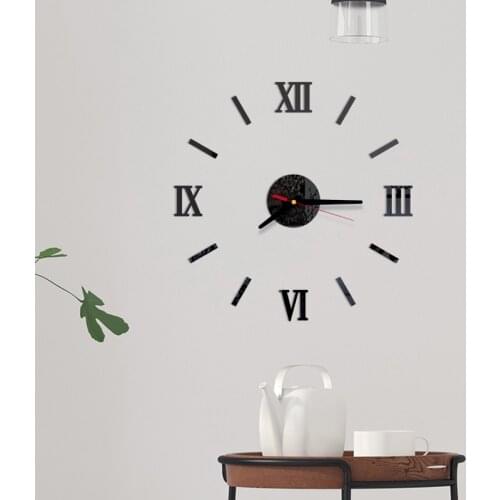 Wall Clock Quartz 3D DIY Decorative Kitchen Clocks Acrylic Mirror Stickers Mute Digital Wall Clock Home Letter Home Decor Klok