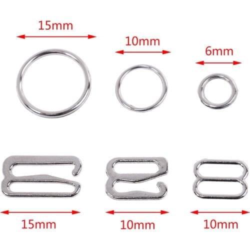 New 100pcs/Lot Adjustment Metal Bra Strap Buckles Underwear Sliders Rings Clips For Lingerie DIY Accessories 6/10/15mm