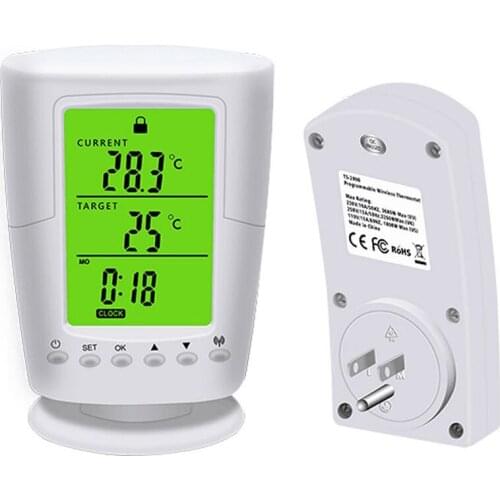 New Smart Wireless Remote Control Thermostat Socket US/EU/UK Plug Heating and Cooling Program Temperature Controller with LCD