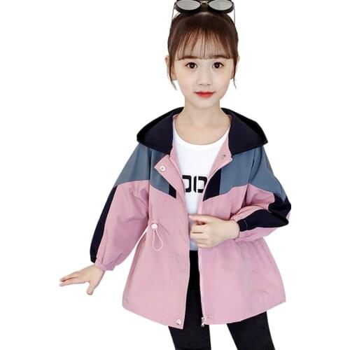 Coat For Girl Patchwork Girls Jacket Coats Casual Style Childrens Jackets Spring Autumn Kids Clothes Girl 6 8 10 12 14