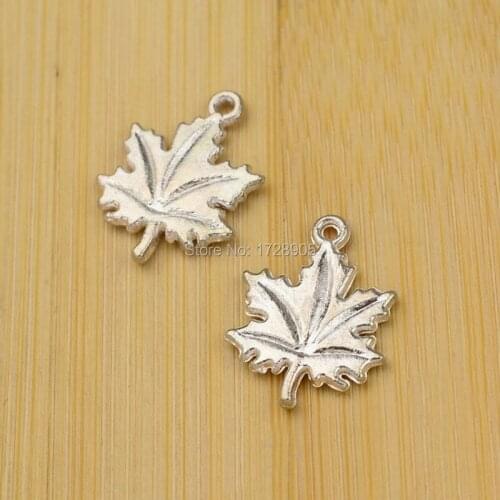 Charm Silver Leaf Charm 20 mm 30pcs Zinc Alloy Bright Silver Plated Maple Leaf Charms Pendants Metal Jewelry Findings Fit DIY