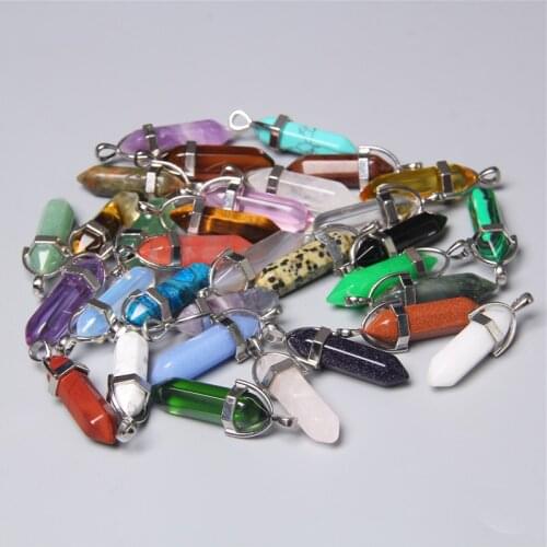 5pcs Fashion Natural Stone Crystal Pillar Pendants Pendulum Column Agates Charms for Jewelry Making DIY Necklace Reiki Healing