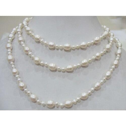 Freshwater pearl near round egg 7-10mm white 50inch FPPJ wholesale beads nature colors pendant