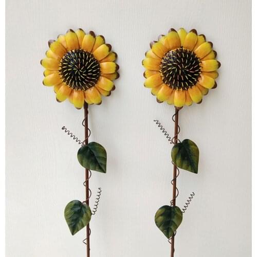 Durable Sunflower Garden Stake Patio Yard Decor Metal Hand Painted Flower Decoration For Garden Lawn #W0