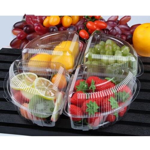 50pcs Transparent furit cake bread food takeaway package diposable vegetables salad plastic containers kitchen accessories
