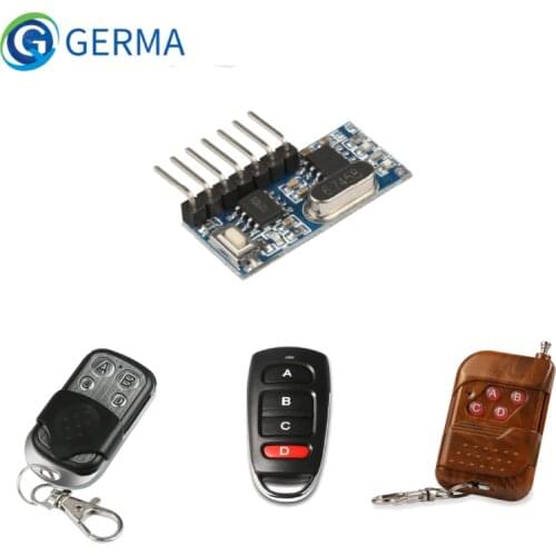 GERMA RF 433mhz Transmitter 4 Button Remote Control + Receiver Module Fixed EV1527 Decoding 4CH Output With Learning DIY Kit