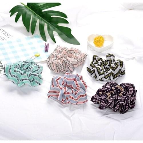 Women Girls Sweet Stripe Hair Ties Hair Rope Elastic Striped Ponytail Scrunchie Holder Headwear Accessories Fashion Hairband