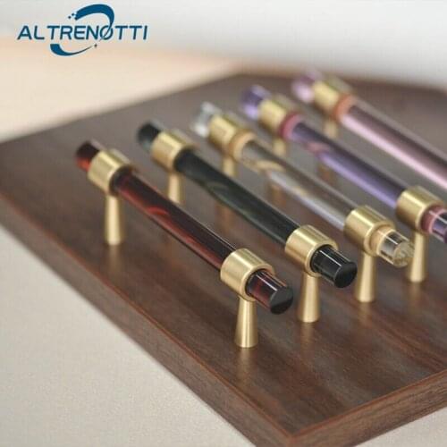 Luxury Handle Furniture Crystal Glass Brass Cabinet Wardrobe Modern Door Pull 96mm Drawer Kitchen Cupboard Room Knob Hardware