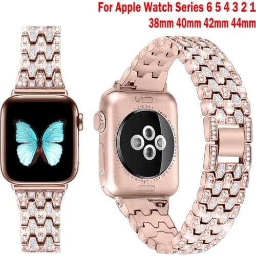 Luxury Diamond Strap For Apple Watch Band 42mm 38mm series 6/SE/5/4/3/2 for iwatch band 40mm 44mm stainless steel wrist bracelet