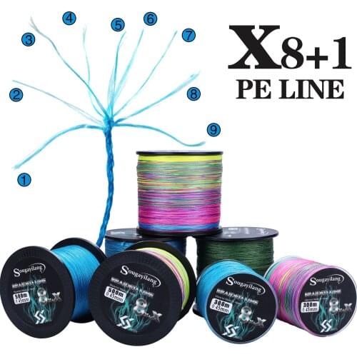 Sougayilang 9 Strands PE Fishing Line Raid Fishing Line Multifilament Fishing Wire Carp 300M 500M 1000M Fishing Line Pesca