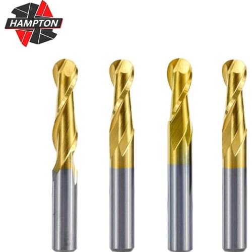 Ball Nose End Mill 2 Flute Spiral Milling Cutter 6mm Shank Tungsten Carbide End Mill TiN Coating CNC Milling Cutter