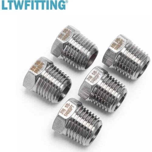 LTWFITTING Stainless Steel 316 Pipe Hex Bushing Reducer Fittings 1/4-Inch Male BSPT x 1/8-Inch Female BSPP Air Fuel Boat