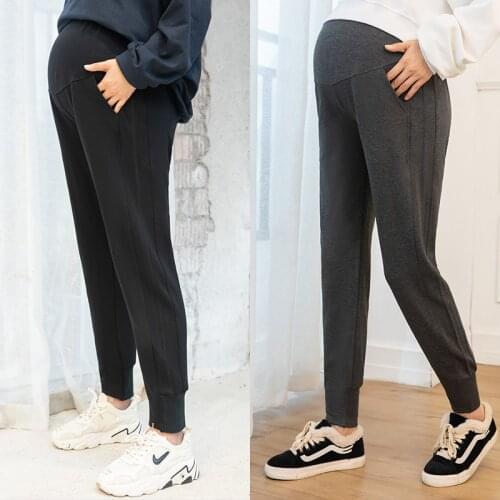 Pregnant Women Maternity Sports Jogger Pants Elastic High Waist Belly Belt Clothes For Pregnancy Business Pants Work Trousers