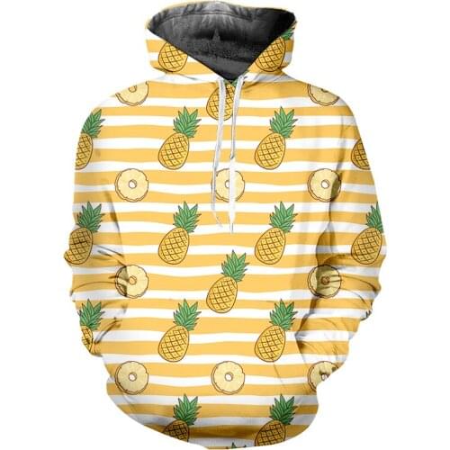EU Size Hoodie Autumn New Fashion Hoodie Sweatshirt Fruits Striped Pineapples Print 3d Mens Womens Casual Sweatshirt Pullovers