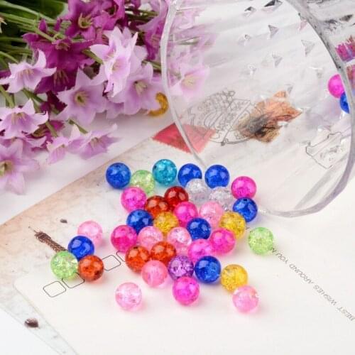 50-400pcs 4mm/6mm/8mm/10mm Mixed Color Round Crackle Glass Beads Strands Jewelry Beads for DIY Jewelry Findings Making