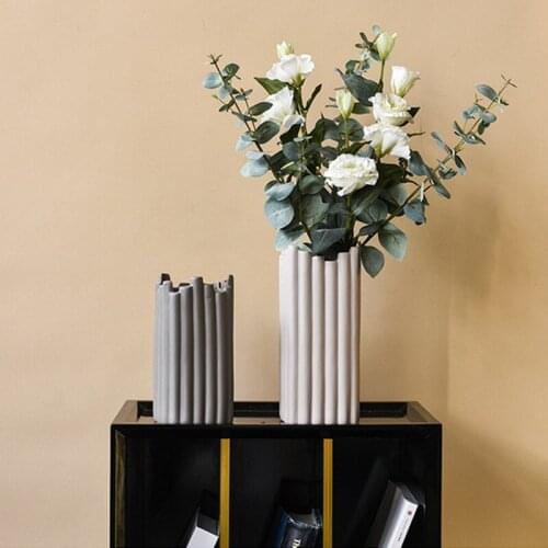 CuteLife Nordic White Large Pottery Ceramics Vase Flower Modern Plant Tall Vase Ceramic Irregular Wedding Vase Decoration Home