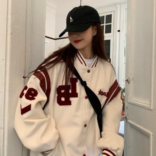 American Style Vintage Thin Women Baseball Uniform Jacket 2021 New Spring Autumn Leisure All-Match Harajuku Single-Breasted Coat