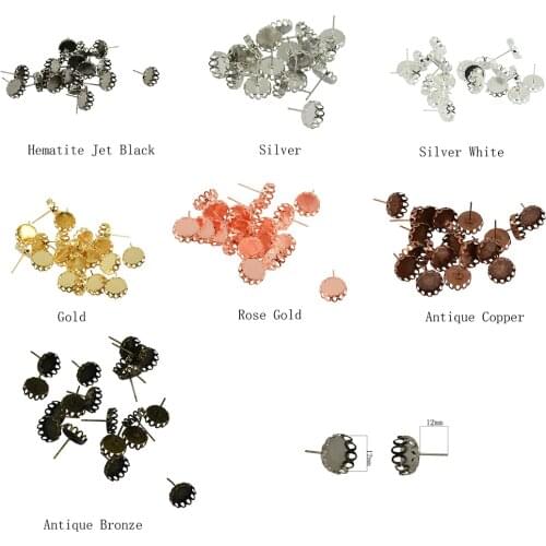 20pcs Vintage Filigree Earrings Blank Trays For Cabochon Resin Jewelry Making Earring DIY