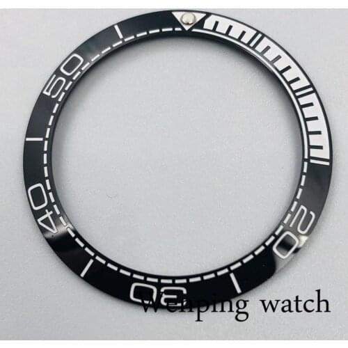 High quality new watch parts 38mm black white ceramic bezel Insert fit 40mm mens watch