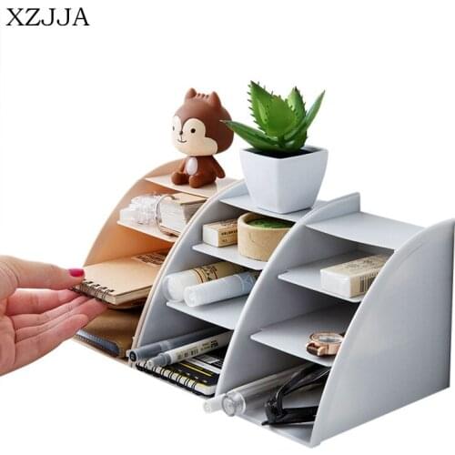XZJJA Creativity Multifunctional Plastic Storage Box Desktop Stationery Tableware Sundries Organizer Cosmetics Container
