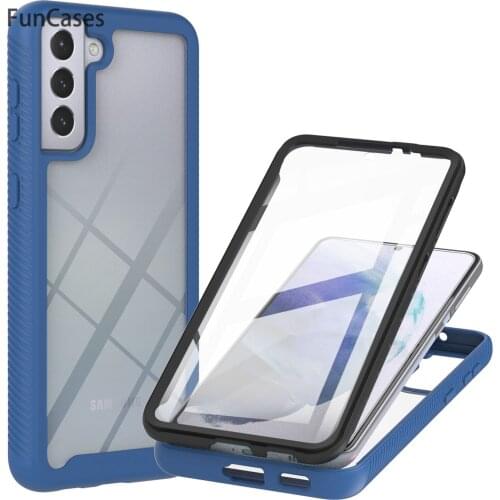 Back Covers For coque Samsung S21 Plus Csse Bult-In Screen Protector Frame Phone Case Samsung Galaxy capa S21 Plus 5G Rhinestone