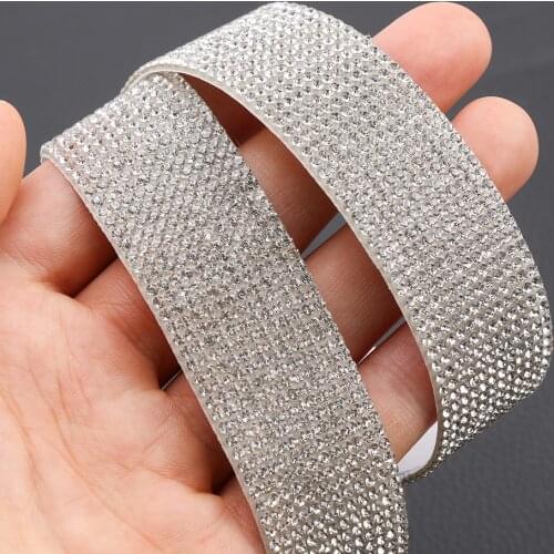 1Yard Self-Adhesive Crystal Ribbon Trim Tape Rhinestone Diamond Sticker DIY Event Car Phone Decoration Arts Crafts Accessories