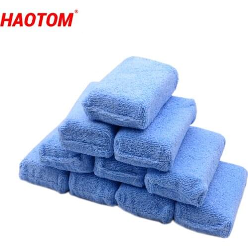 10PCS Car Paint Care Premium Grade Microfiber Applicators Sponges Cloths Microfibre Wax Polishing Car Detailing Wash Blue