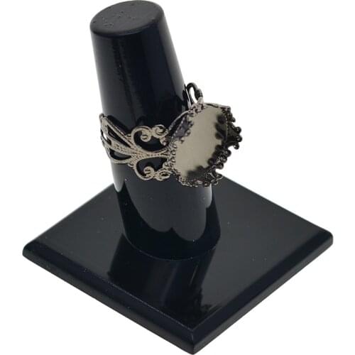 10 Pcs Metal Vintage Antique Round Crown Edge Bezel Tray Caps Filigree Ring