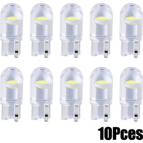 10Pces T10 LED bulb Brightness12V 6000K W5W COB Chip White Signal light For Clearance Light For Car Glass Housing LED Lamp