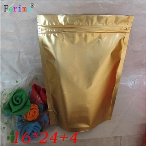 100pcs 14*22 cm dark dumb gold self-supporting bone bag clip chain wide bottom self-sealing cosmetic mask powder flowers tea bag