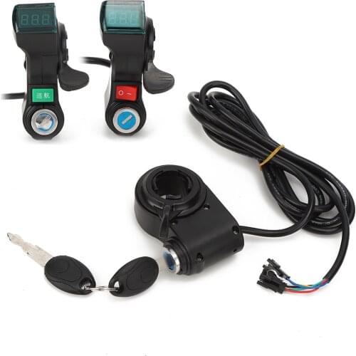 3 Type Electric Bicycle Thumb Throttle Voltmeter Digital Voltage Display Switch Power with Key Lock E-Bike Finger Thumb Throttle