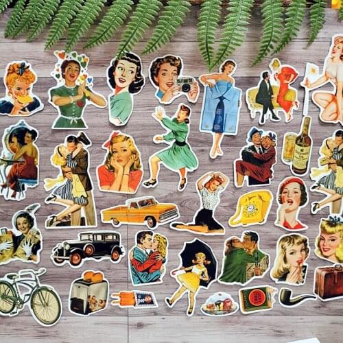 46 pcs Vintage medieval girl laptap stickers for Home decor on laptop decal fridge skateboard doodle toy sticker