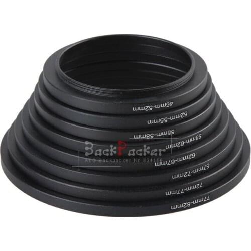 5 Sets Metal Camera Lens Filter Adapter Ring Male to Female Step Up Filter Size Set Mount 49/52/55/58/62/67/72/77/82mm