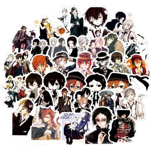 50pcs/set Anime Bungo Stray Dogs Stickers Cosplay Accessories Prop PVC Waterproof Cartoon Decal Stickers