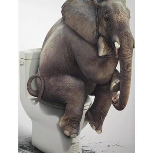 5D DIY Diamond Painting Elephant Sitting on The Toilet Full Drill Diamond Embroidery Mosaic Picture of Rhinestones Home Decor