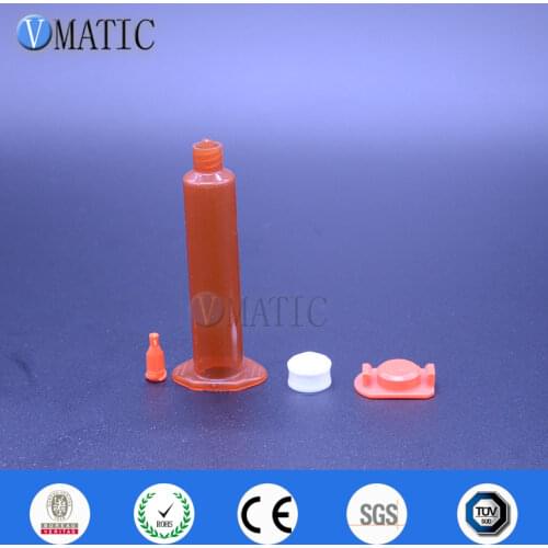 Free Shipping 10Pcs 10cc/ml Amber Air Pneumatic Syringe Barrel Amber UV Block Cartridge With Stopper/Piston/End Cover