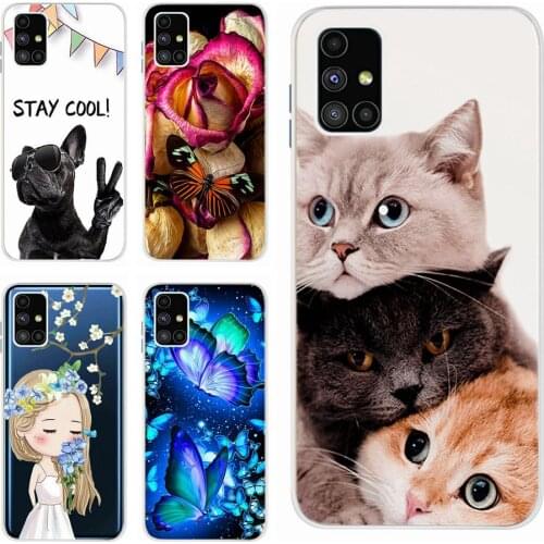 Cute Cartoon Cat For Samsung Galaxy M51 Case SM-M515F Soft Silcone Ultra Slim Phone Cases For Samsung M51 M 51 M515F Full Bumper
