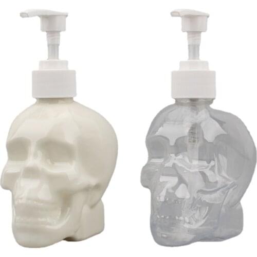 1PC Skull Liquid Soap Dispenser 350ml Shower Gel Shampoo Fillable Bottle Bathroom Supplies Transparent Soap Dispenser Pump