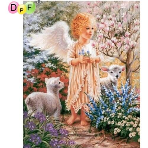 DPF DIY Angels and lambs 5D crafts home decor mosaic kit square wall painting diamond painting cross stitch diamond embroidery
