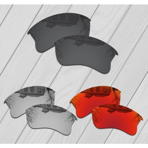 E.O.S 3 Pairs Black & Silver & Fire Red Polarized Replacement Lenses for Oakley Half Jacket XLJ Sunglasses