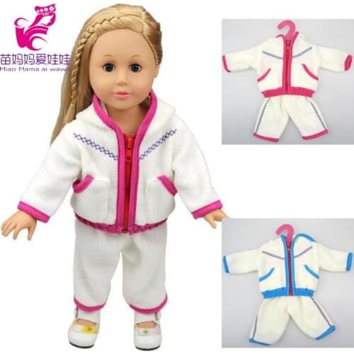 Cotton doll jacket suit for 18inch girl doll clothes pants set for 43cm baby doll coat
