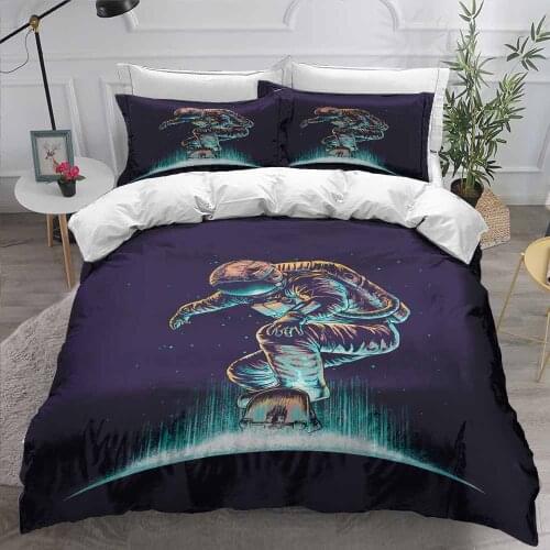 3D Fashion Astronaut Pillowcase Duvet Cover Bedding Set Bedspread 3pcs Children Kids Bed Linen Home Textiles Queen King Bed Sets