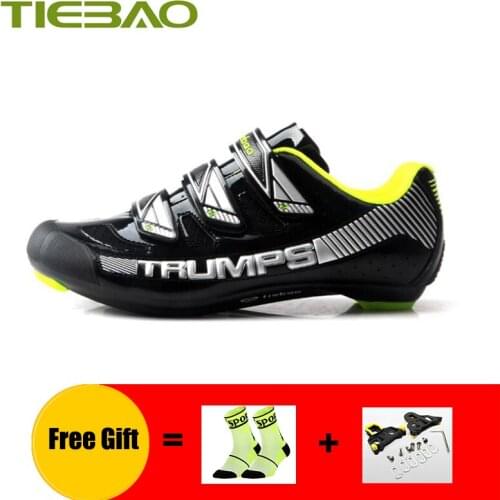 TIEBAO Road Cycling Shoes Men Sapatilha Ciclismo Self-locking SPD-SL Road Cleats Breathable Superstar Riding Bicycle Sneakers