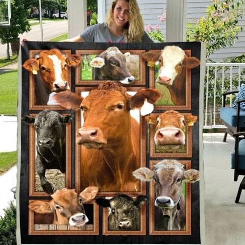Cows Farming Soft Throw Plush Sherpa Fleece Blanket