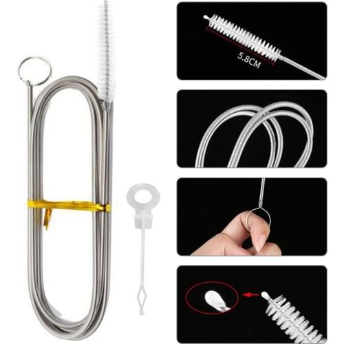 Refrigerator Dredge Artifact Set Long Handle Stainless Steel Refrigerator Dredge Brush Drain Hole Dredge Pipe Quickly unblock